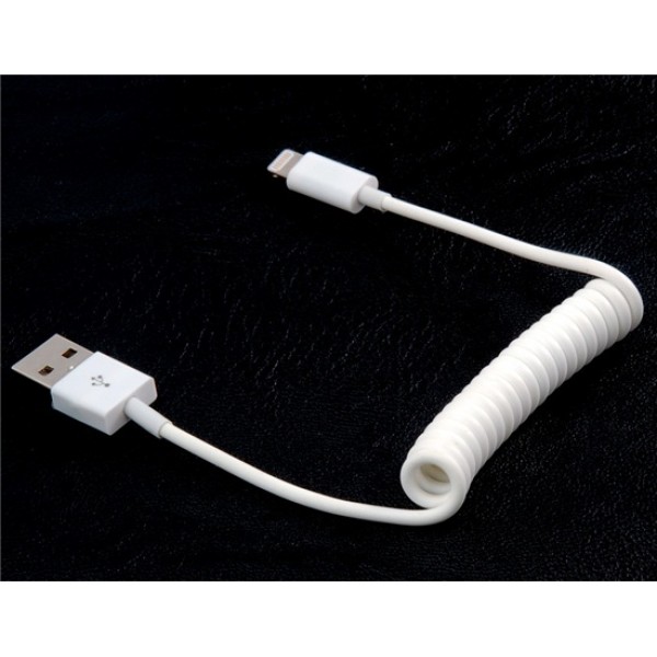 Charging & Data Transmission Spring Cable for iPhone 5, iPod Nano 7, iPod Touch 5, iPad Mini, iPad 4 (White)