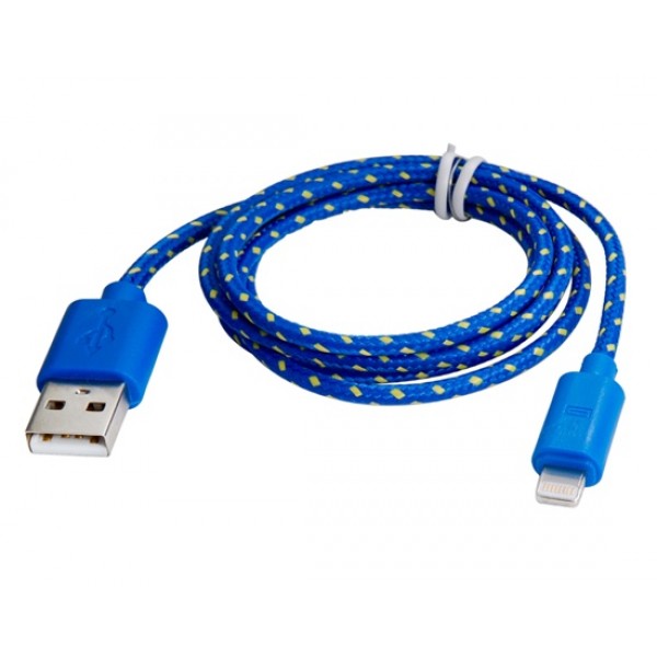 Original 1.2 m 8-pin Woven USB Charging Data Cable for iPhone 5S/ 5, iPad mini, iPad mini 2, iPad Air (Blue)