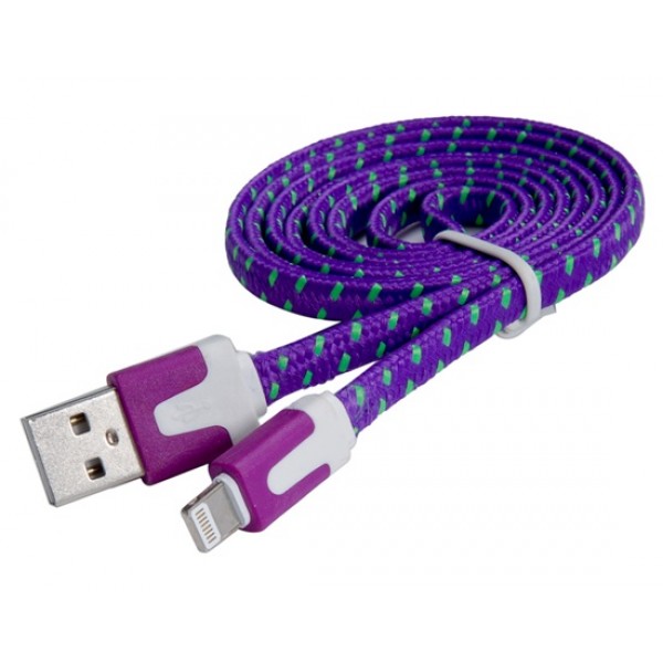 1.2 m 8-pin Flat USB Charging Data Cable for iPhone 5S/ 5, iPad mini, iPad mini 2, iPad Air (Purple)