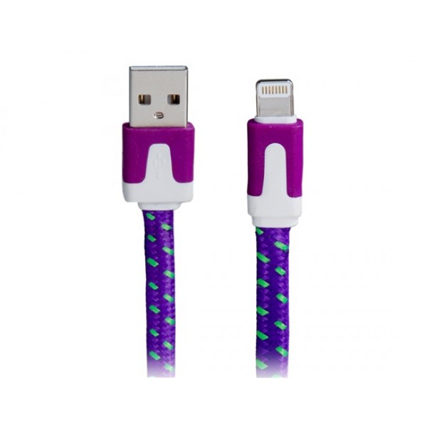 1.2 m 8-pin Flat USB Charging Data Cable for iPhone 5S/ 5, iPad mini, iPad mini 2, iPad Air (Purple)