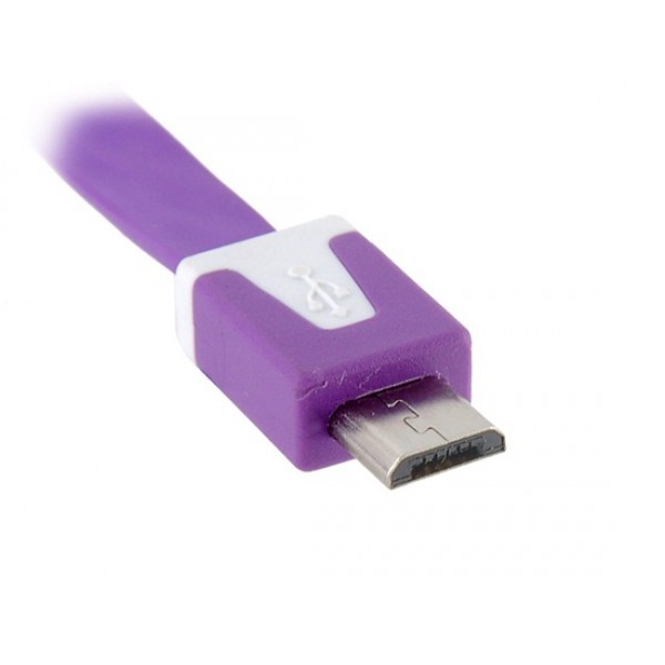 Wide Flat Data Transmission & Charging Cable for Samsung, HTC, Moto, Nokia Micro USB Interface Cell Phones (Purple)