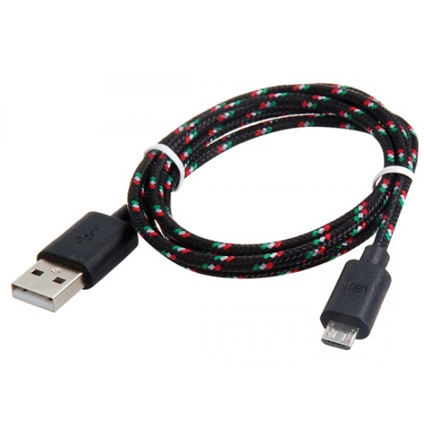 1 m Micro USB Knit Charging Data Cable for Samsung, HTC, Nokia Cell Phones (Black)