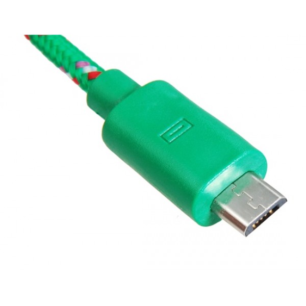 1 m Micro USB Knit Charging Data Cable for Samsung, HTC, Nokia Cell Phones (Green)