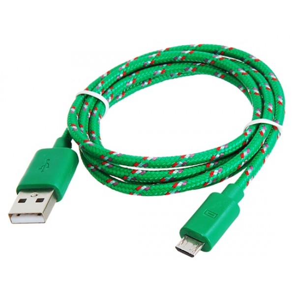 1 m Micro USB Knit Charging Data Cable for Samsung, HTC, Nokia Cell Phones (Green)