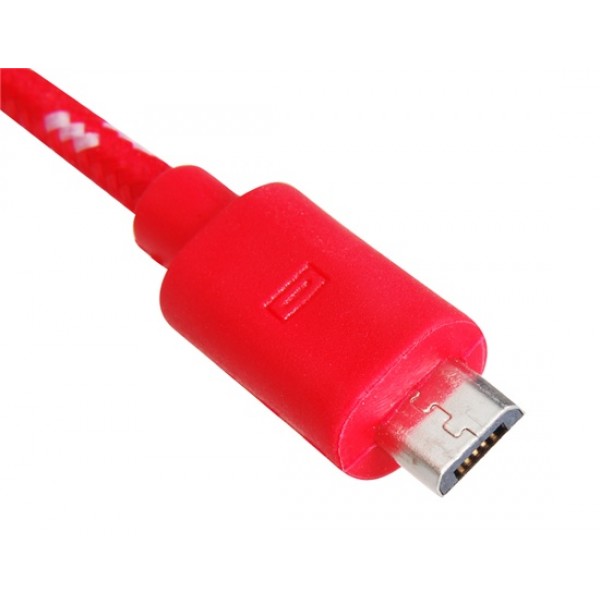 1 m Micro USB Knit Charging Data Cable for Samsung, HTC, Nokia Cell Phones (Red)