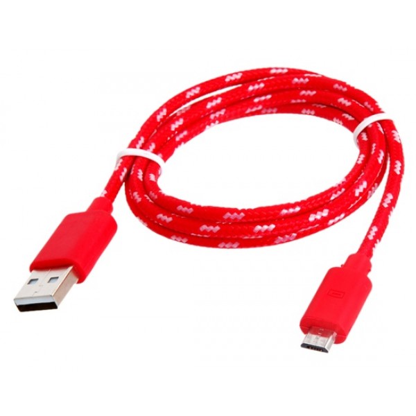 1 m Micro USB Knit Charging Data Cable for Samsung, HTC, Nokia Cell Phones (Red)