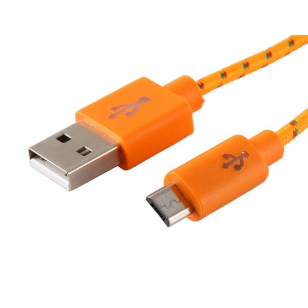 1 m Micro USB Woven Charging Data Cable for Samsung, HTC (Orange)