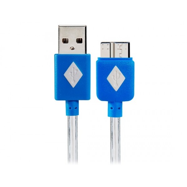 1 m LED Flashing USB Charging Data Cable for Samsung Galaxy Note 3 N9000 (Blue)