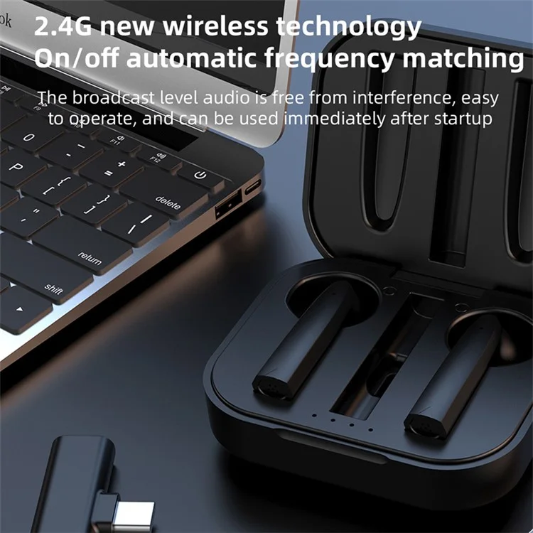 S20 Type-C Live Broadcast 2.4G Wireles Earbud Microphone (1 Receiver+2 Microphones)