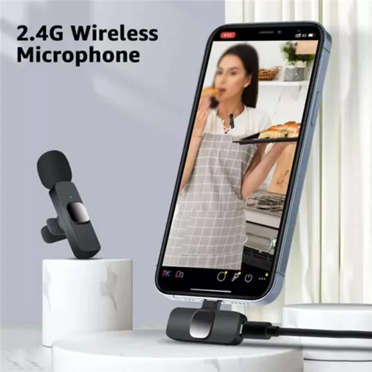 K1 Live Broadcast Lavalier Microphone 2 Noise Reduction Wireless Mic with Type-C Receiver