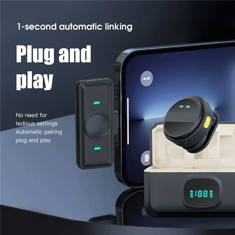 SX21 Wireless Lavalier Microphone for iPhone (2 Microphones+1 Receiver) 2.4G Smart Noise Reduction