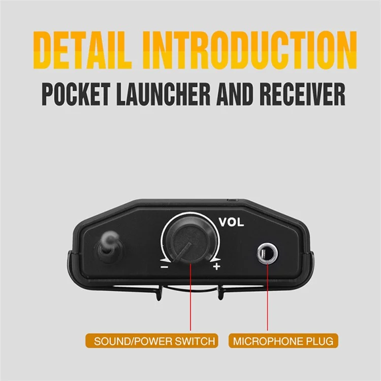 UHF 50M 30-Channel Microphone Transmitter Receiver System Mini Lavalier Mic for SLR Camera Phone Interview Video Recording