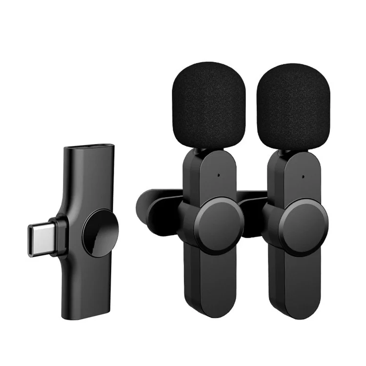 2Pcs Wireless Lavalier Microphone Live Streaming L...
