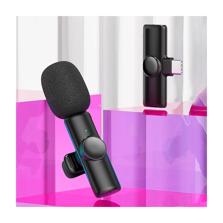 K2 Type-C Wireless Lapel Microphone Plug and Play Noise Reduction Lavalier Mic for Live Interview Mobile Phone Recording