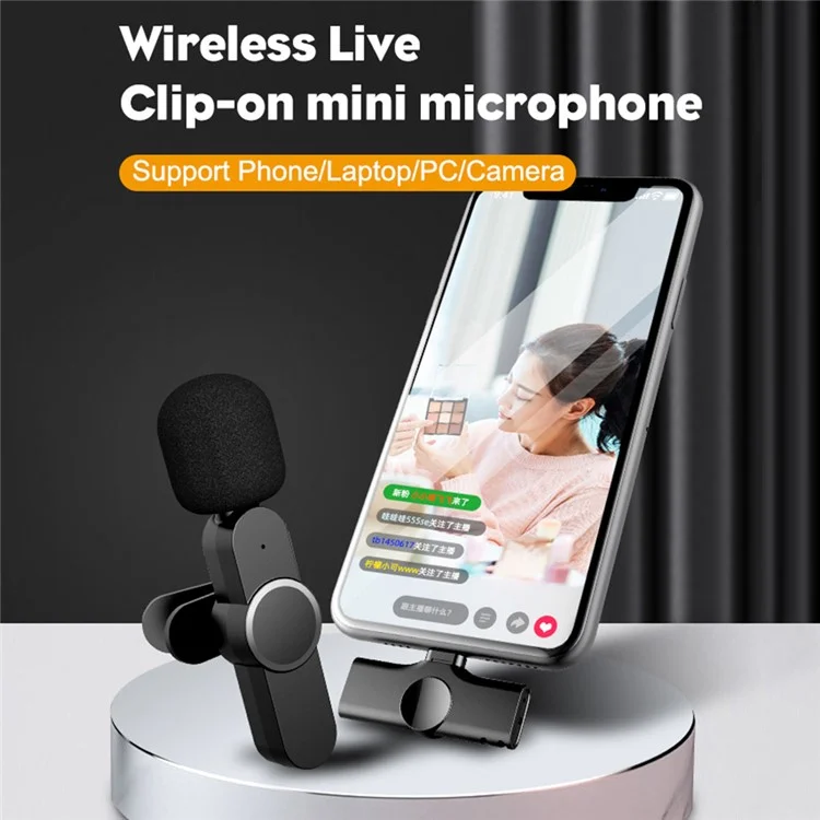 K5 Wireless Lavalier Microphone Mini Clip-On Recording Mic (2 Transmitters + 1 Receiver) - Type-C
