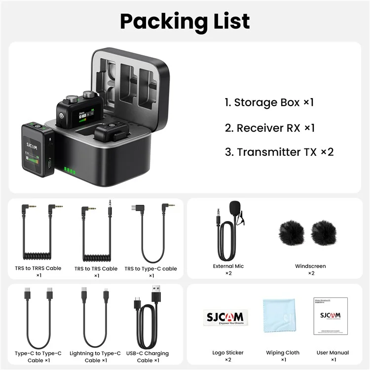 Wireless Lavalier Microphone, 1 Transmitter+2 Receivers Mic Set with Charging Case