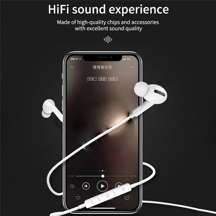 ME531 3.5mm Wired Earphone Built-In Mic Wire Control HiFi Sound Music Gaming Headset - White