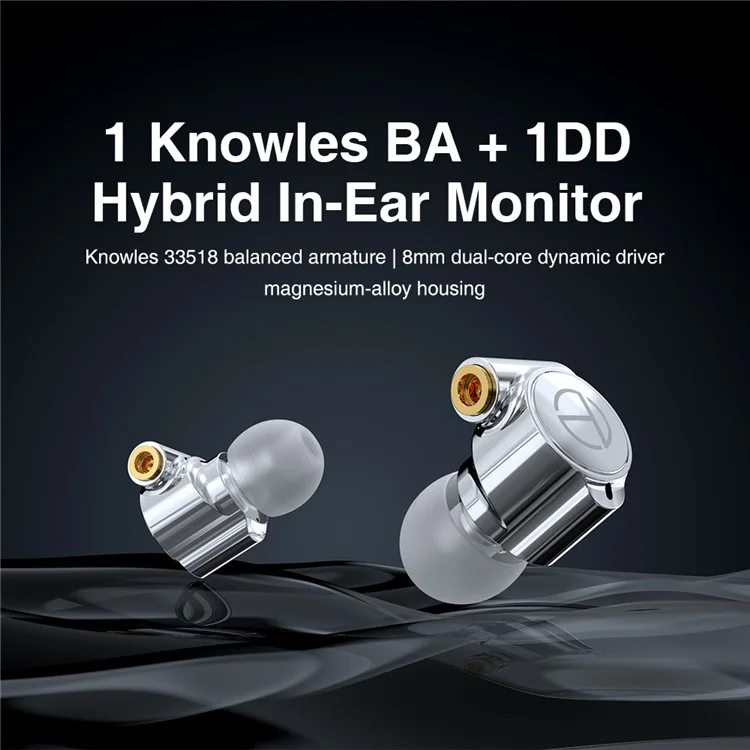 TA1 Detachable 3.5mm Wired In-Ear Earphone MMCX Interface Heavy Bass Headset, Standard Version