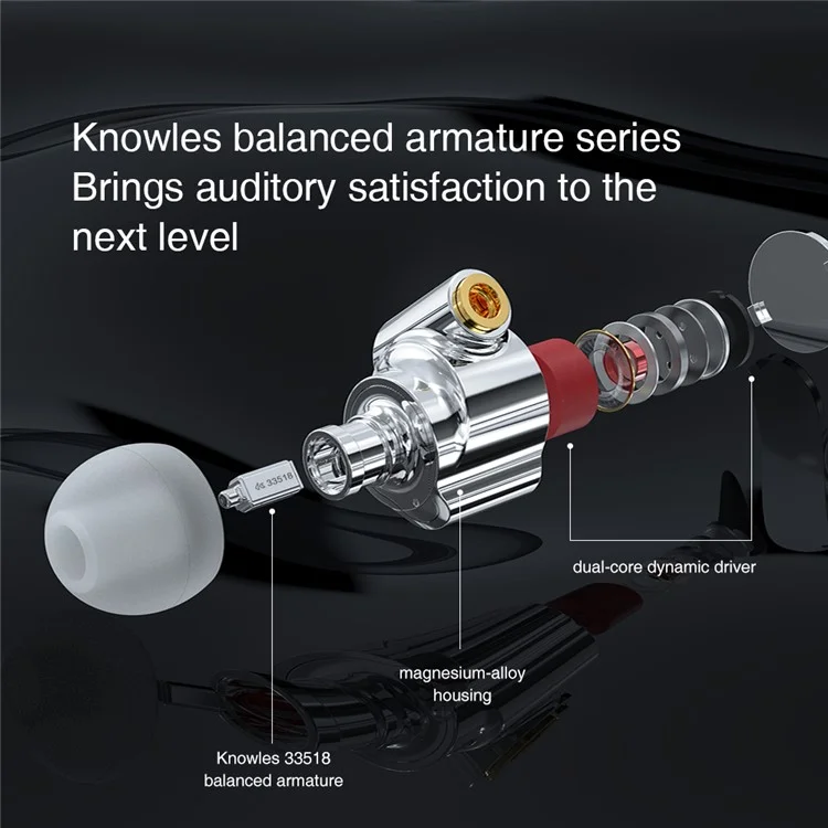 TA1 Detachable 3.5mm Wired In-Ear Earphone MMCX Interface Heavy Bass Headset, Standard Version