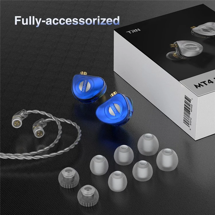 MT4 PRO Detachable 3.5mm Wired In-Ear Earphone Dual Dynamic Driver HiFi Headset, without Mic - Blue