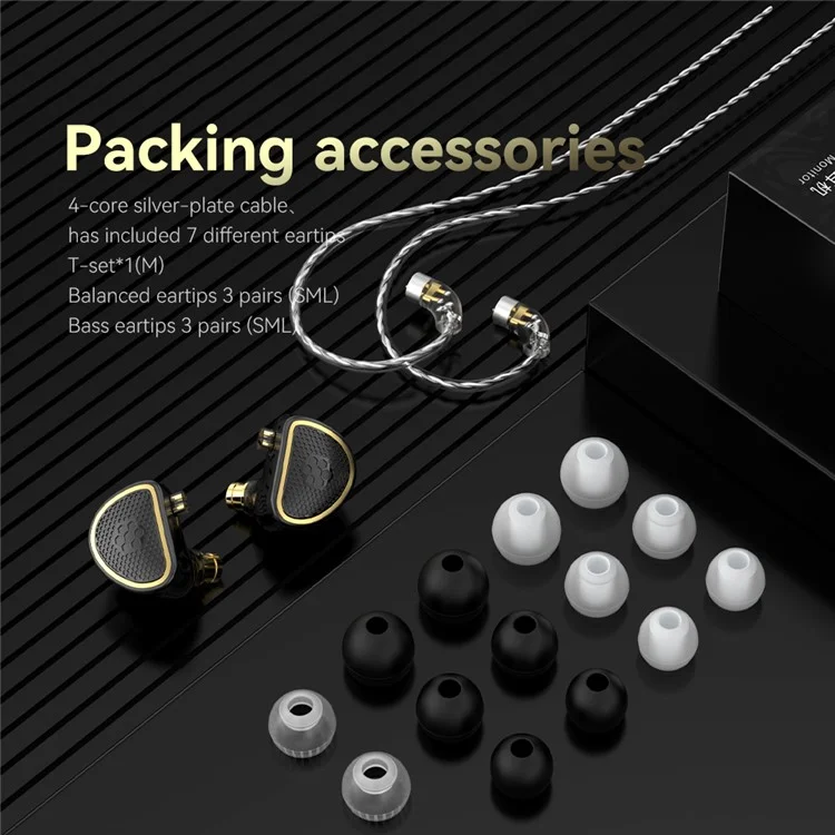 Detachable 3.5mm Wired In-Ear Earphone 10mm Square Planar Driver HiFi Headset with Mic