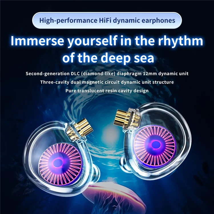 Jellyfish Detachable 2.5+3.5+4.4mm Wired In-Ear Earphone HiFi Music Running Headset without Mic