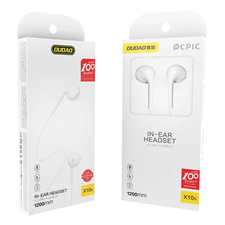 X10s 1.2m Wired Earphone with Microphone 3.5mm Jack Half-In-Ear Earbuds for Smartphone Laptop