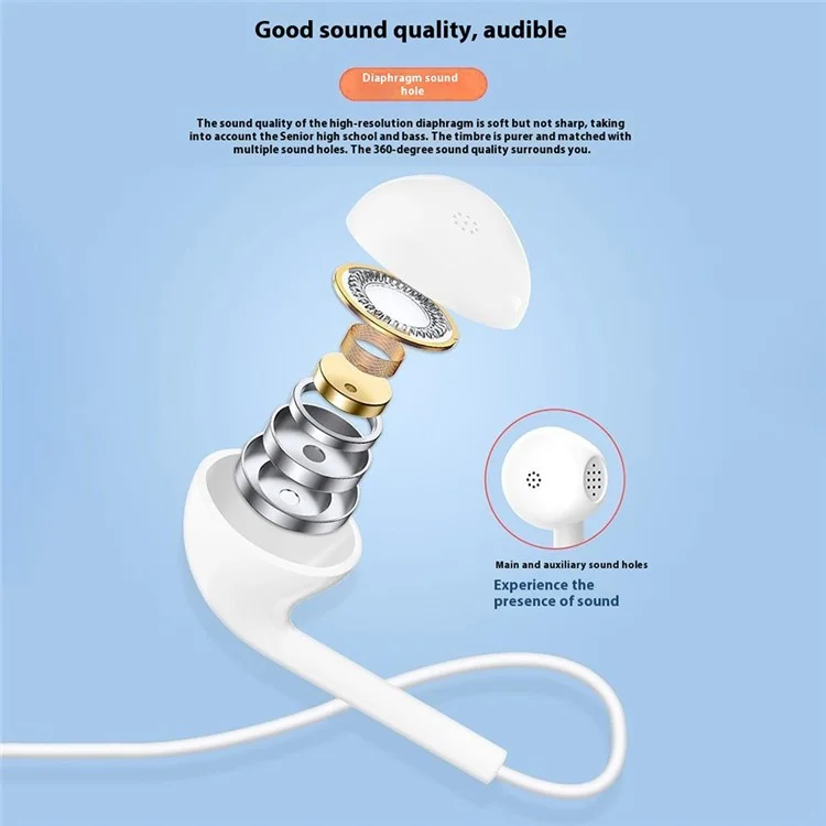X10s 1.2m Wired Earphone with Microphone 3.5mm Jack Half-In-Ear Earbuds for Smartphone Laptop