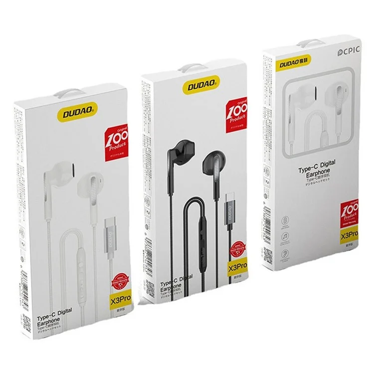 1.2m Wired Type-C Digital Earphone with Microphone Half In-Ear Earbuds for iPhone 15 / 16 / Huawei / Samsung - Black