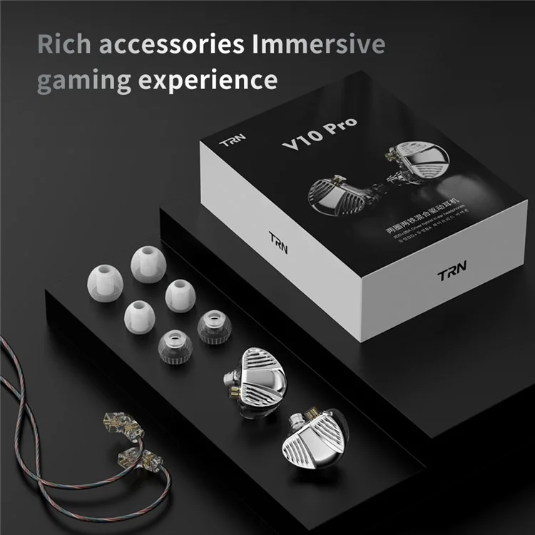 V10 Pro 3.5mm Detachable Wired In-Ear Earphone HiFi Music Gaming Headset with Mic - Black