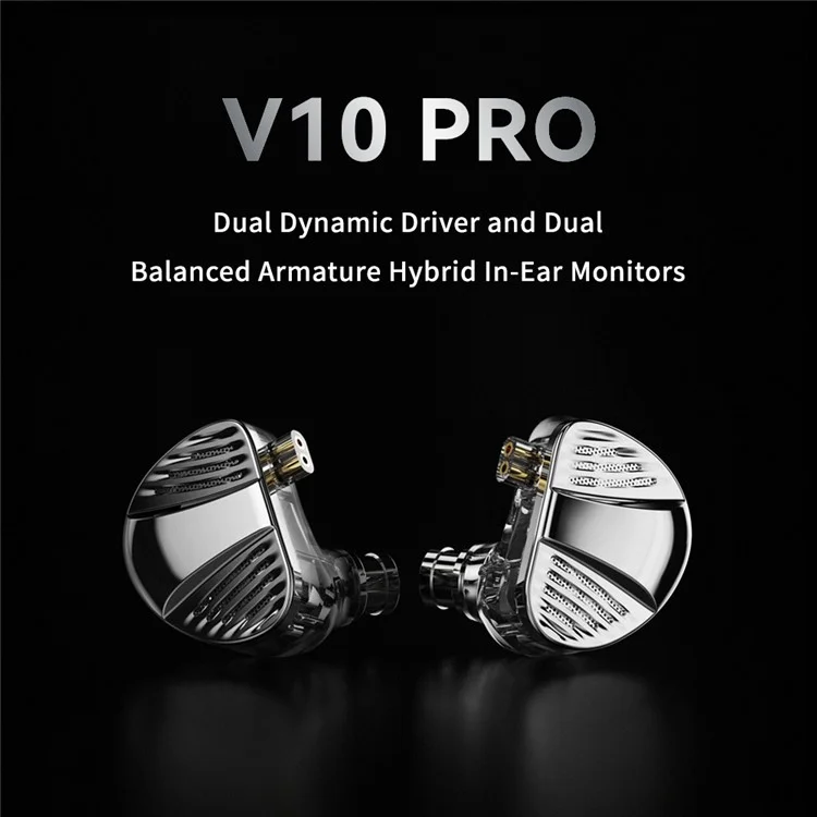 V10 Pro 3.5mm Detachable Wired In-Ear Earphone HiFi Music Gaming Headset with Mic - Black