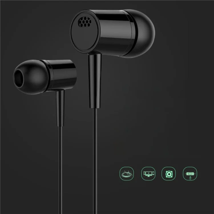 D21 In-ear with Microphone Corded Headset for Laptop PC iPad Mobile Phone - Black