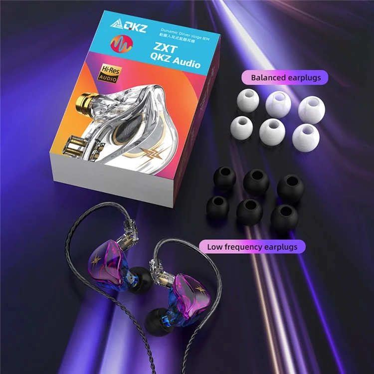 QKZ ZXT (with Microphone Version) 3.5mm Wired HiFi Heavy Bass In-ear Earphone Ergonomic Music Game Headset - Colorful