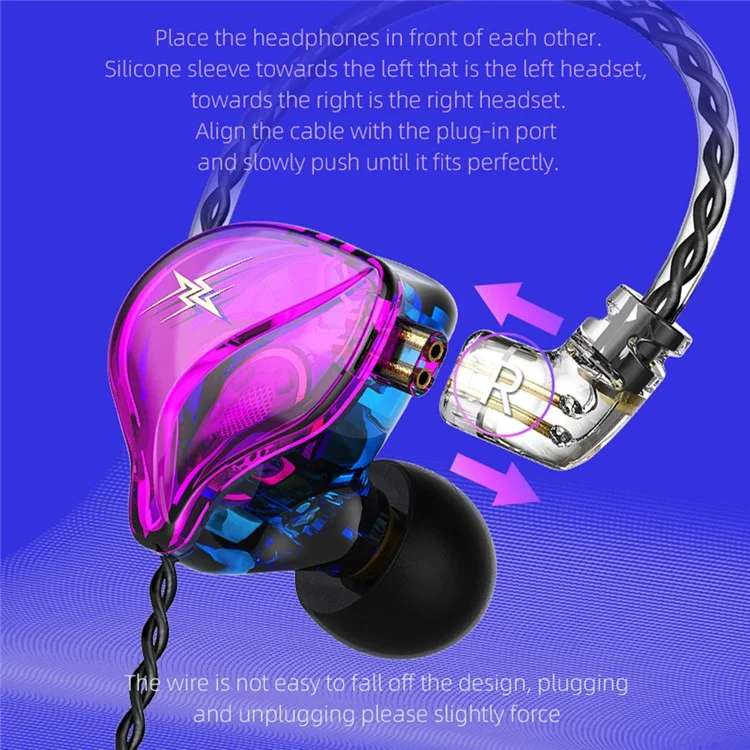 QKZ ZXT (with Microphone Version) 3.5mm Wired HiFi Heavy Bass In-ear Earphone Ergonomic Music Game Headset - Colorful