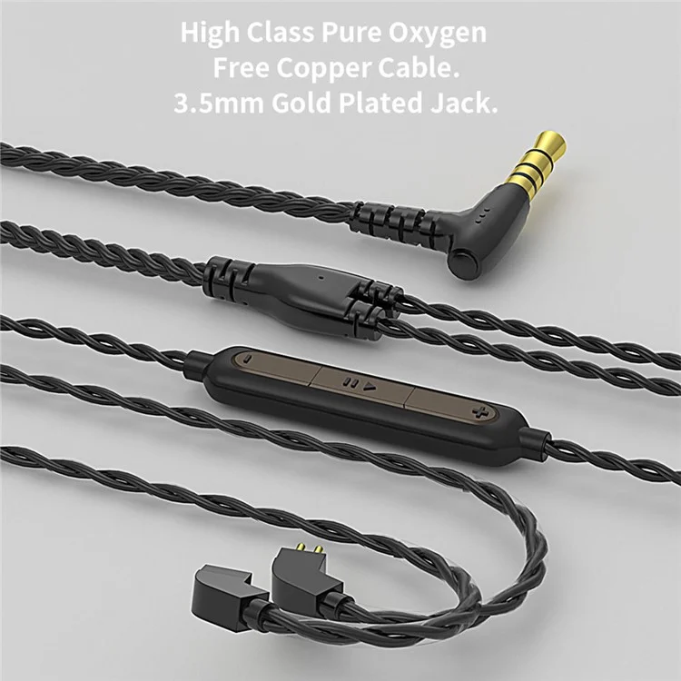 Wired Earphones 3.5mm Plug HiFi Headphones with Detachable Cable (No Mic) - Silver