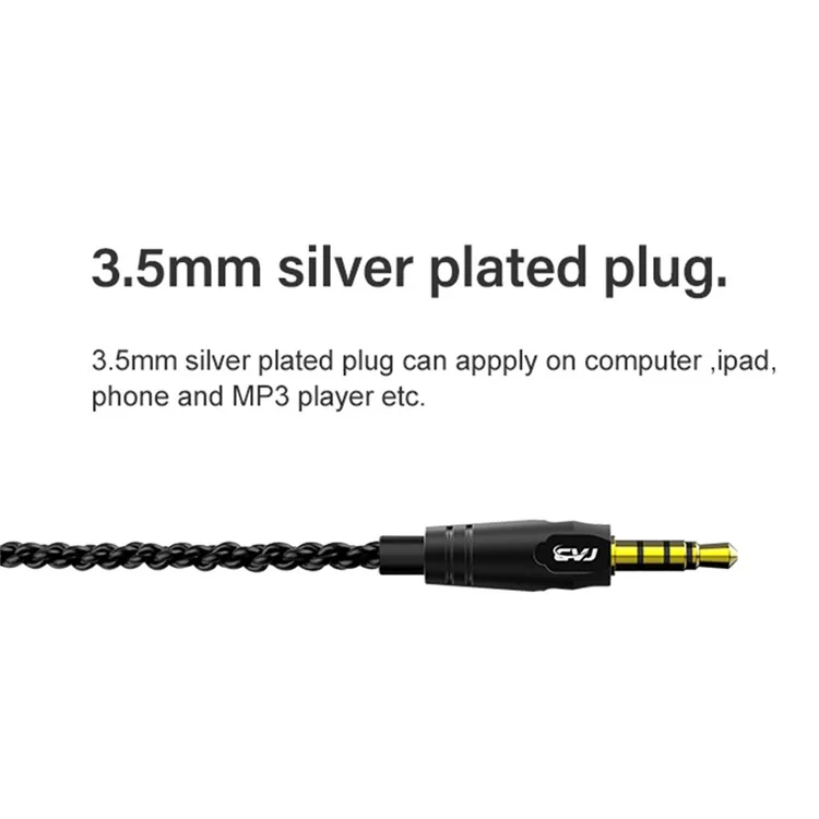 In-Ear 3.5mm Wired Headset Noise Canceling HiFi Moving Iron Headphones, No Microphone - Black