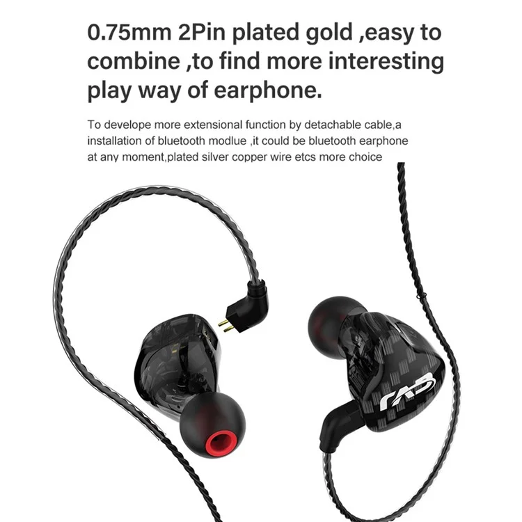 In-Ear 3.5mm Wired Headset Noise Canceling HiFi Moving Iron Headphones, No Microphone - Black