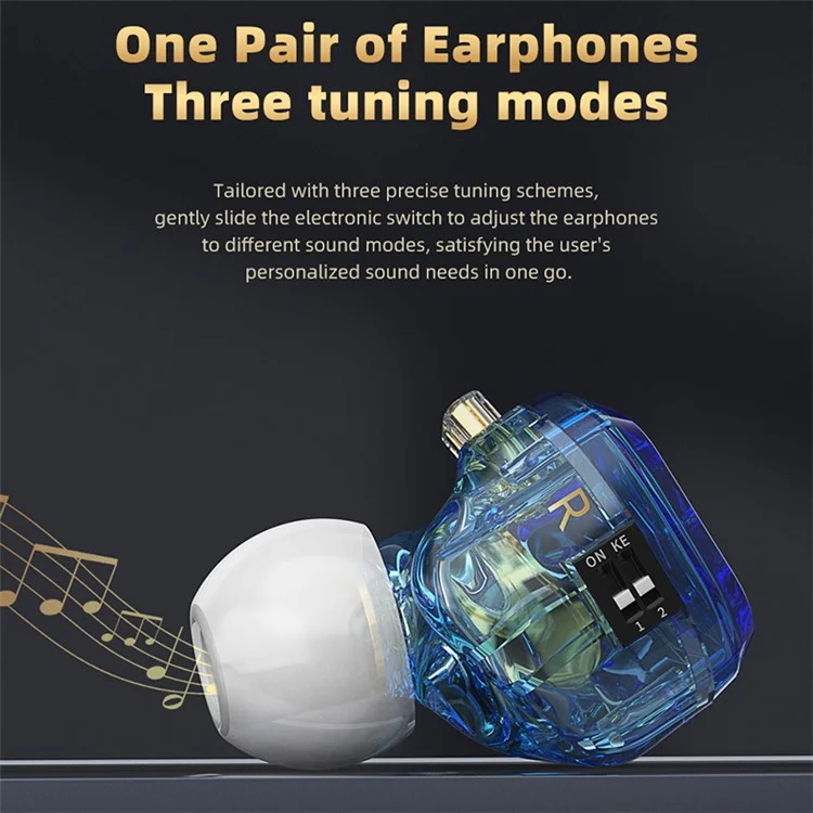 Wired Earphones with Microphone 3.5mm In-Ear Earbuds Dynamic Drivers HiFi Stereo Tuning Headset - Blue