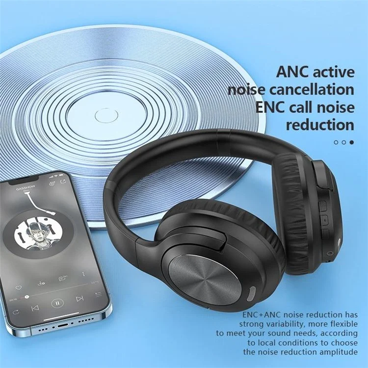 FONENG BL51 ANC+ENC Noise Cancelling Bluetooth Headphones Wireless Gaming Headset - Black