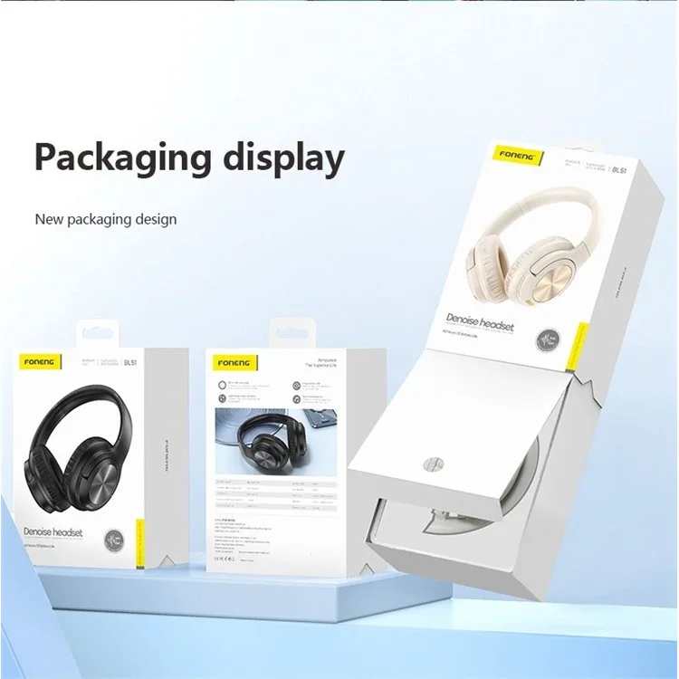FONENG BL51 ANC+ENC Noise Cancelling Bluetooth Headphones Wireless Gaming Headset - Black