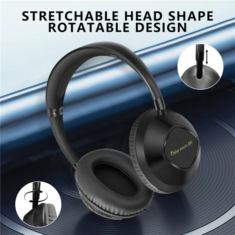 AKZ-18 Over-Ear Headphones Support TF Card HiFi Sound Wireless Bluetooth Headset - Black