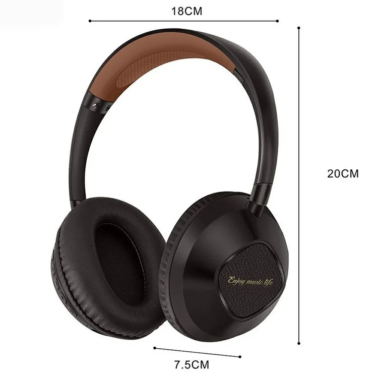 AKZ-18 Over-Ear Headphones Support TF Card HiFi Sound Wireless Bluetooth Headset - Black