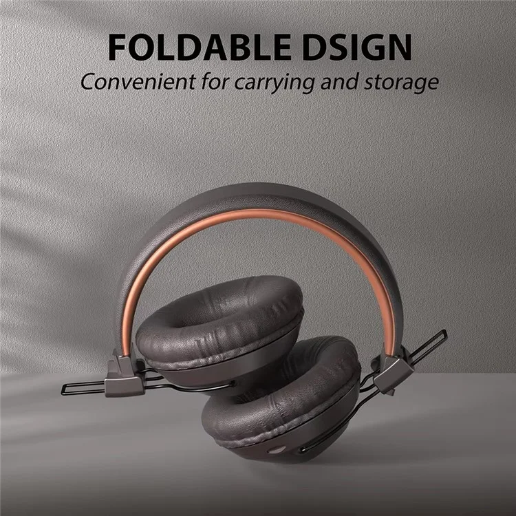 AKZ-17 Retro Headset Support TF Card Foldable Over-Ear Bluetooth Headphones with 3.5mm Jack - Brown