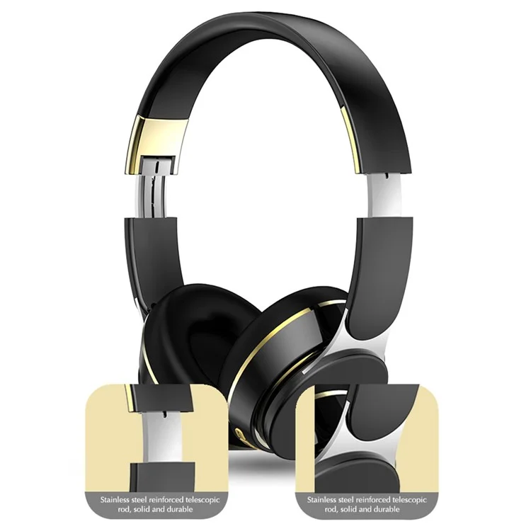 GN-25 Bass Over-head Headphone Stereo Headset Bluetooth Earphone with 40mm Vibrating Diaphragm and 3.5mm Audio Jack - Black