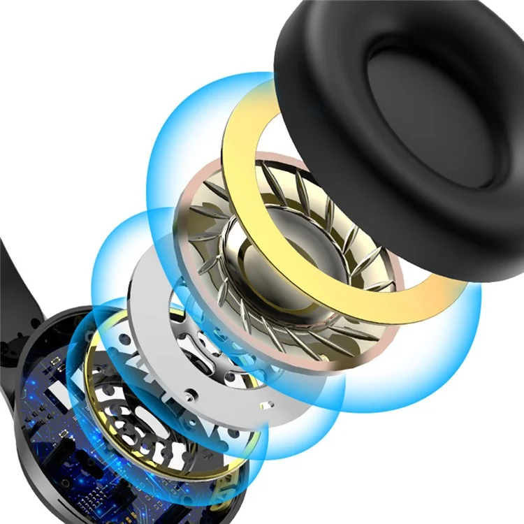GN-25 Bass Over-head Headphone Stereo Headset Bluetooth Earphone with 40mm Vibrating Diaphragm and 3.5mm Audio Jack - Black