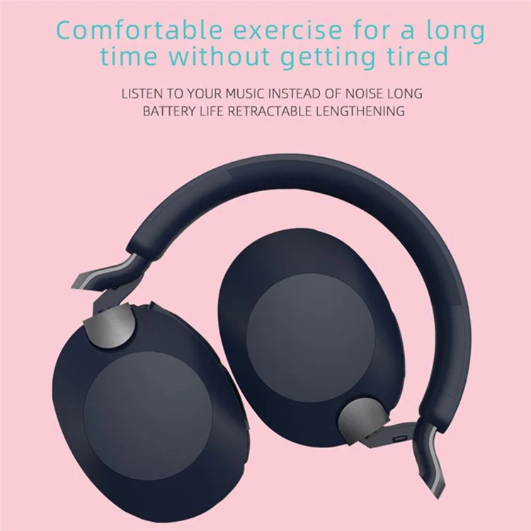 Wireless Headset Bluetooth Stereo Headphones Folding Earphones with Microphone Support Wired Mode - Blue
