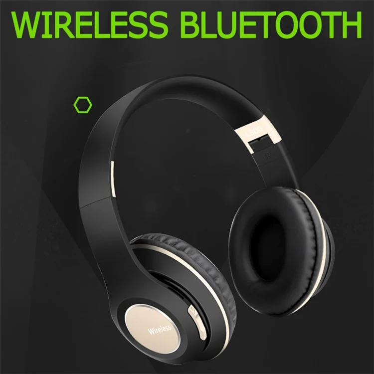 L300 Over-ear Wireless Headset Foldable Bluetooth 5.0 HiFi Stereo Sound Noise Cancelling Headphone - Gold