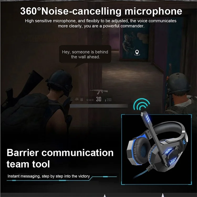 OVLENG Q10 Gaming E-Sports Headphone USB 7.1 Srounding Sound Over-Ear Volume Adjustment Wired Headset Cool LED Light Earphone with Microphone - Black  /  Blue