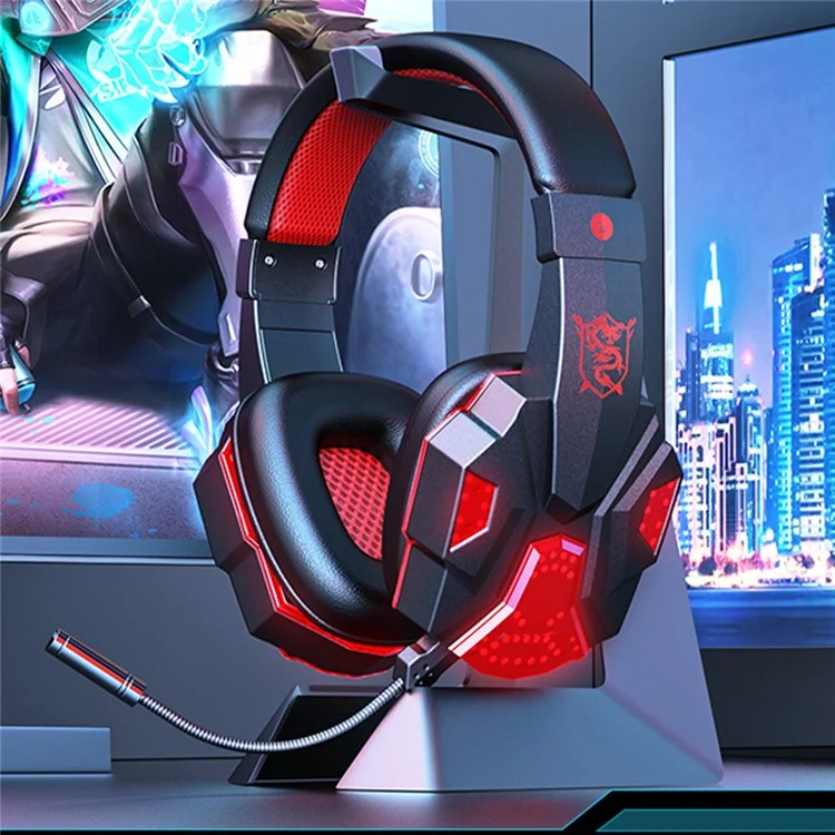 SY-T830 Wired / Wireless Over-ear Headset LED Light Bluetooth Dual Mode Low Latency E-sports Gaming Headphone - Red
