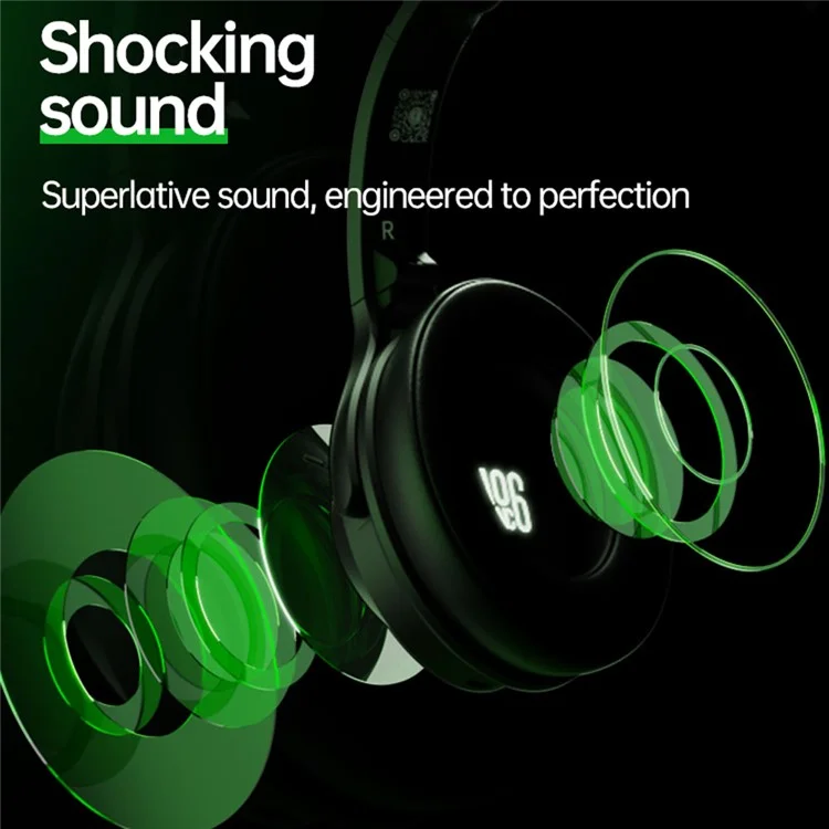 BT037 Bluetooth Noise Cancelling Headphones Over Ear ANC Wireless Deep Bass Headset - Black